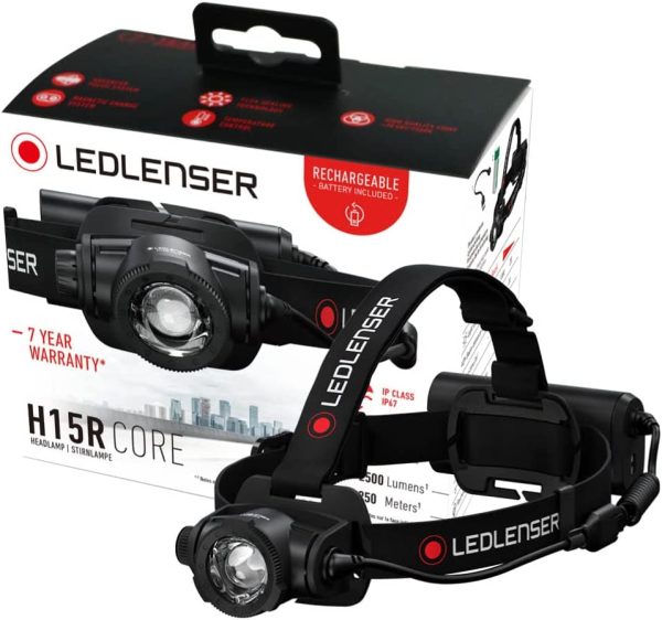 Ledlenser H15R Core Stirnlampe LED, 2500 Lumen, aufladbar mit Lithium Akku, wasserdicht IP67, fokussierbar, stufenlos dimmbar, Constant Light, Leuchtweite 250m, USB Magnetladekabel, Headlamp