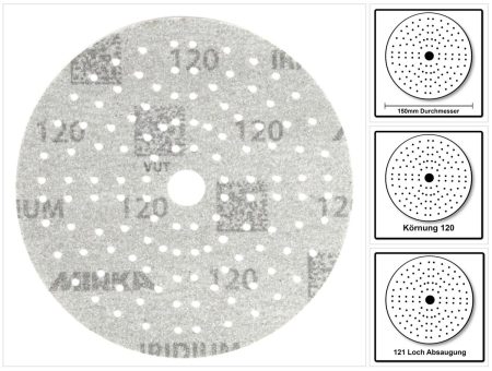 Mirka IRIDIUM Schleifscheiben Grip 150mm K120, 100Stk. ( 246CH09912 )