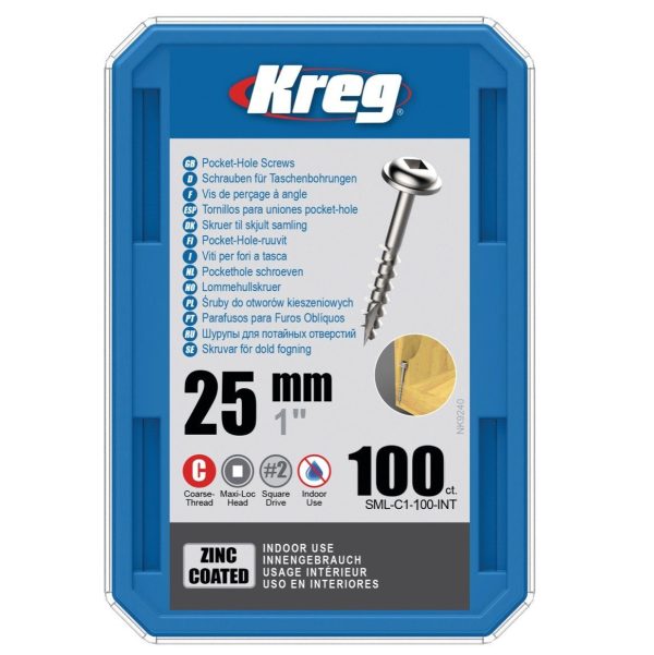 kreg-schraube-kreg-pocket-hole-zylinderkopfschraube-25-mm-100-stk-sml-c1-100-vierkantantrieb-teilgewinde-grobgewinde-selbstschneidend-verzinkt-S0W2501H -1